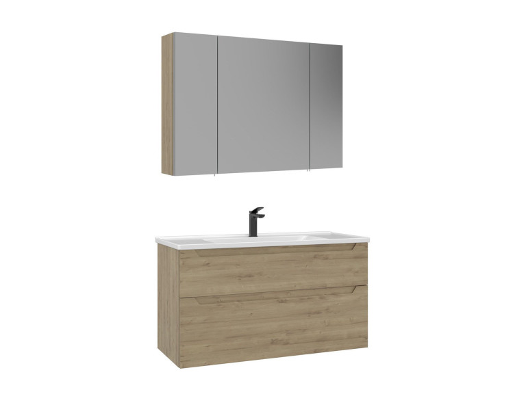 Conjunto de móvel de lavatório com espelho (2 peças) «Messina 100 v2» - 100 x 45 x 55 cm - Carvalho