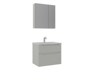 Conjunto de móvel de lavatório com espelho (2 peças) «Messina 65 v2» - 65 x 45 x 55 cm - Cashmere mate