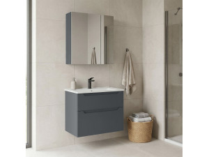 Conjunto de móvel de lavatório com espelho (2 peças) «Messina 65 v2» - 65 x 45 x 55 cm - Antracite mate 2