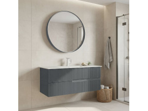 Conjunto de móvel de lavatório com espelho (2 peças) «Moonlight 120 v2» - 121 x 51 x 51 cm - Cinza mate 2