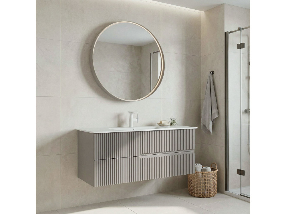 Conjunto de móvel de lavatório com espelho (2 peças) «Moonlight 120 v2» - 121 x 51 x 51 cm - Matte Mink