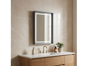 Espelho decorativo em madeira «Craft 60 x 90 v2» - 60 x 10 x 90 cm - Antracite mate 2