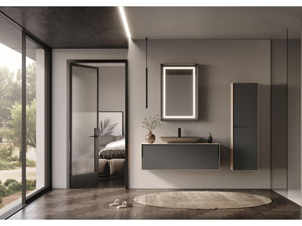Espelho decorativo em madeira «Craft 60 x 90 v2» - 60 x 10 x 90 cm - Antracite mate