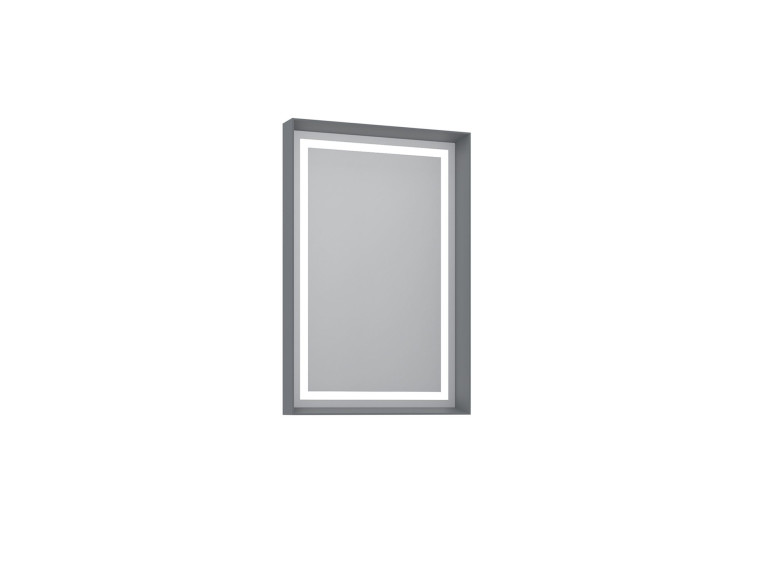 Espelho decorativo em madeira «Craft 60 x 90 v2» - 60 x 10 x 90 cm - Cinza mate