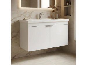Móvel para lavatório «Desna 90» - 90 x 45 x 58 cm - Branco mate 2