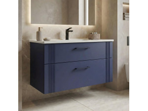 Móvel para lavatório «Bari 100 v2» - 100 x 45 x 55 cm - Azul-marinho mate 2