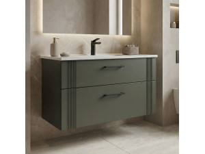 Móvel para lavatório «Bari 100 v2» - 100 x 45 x 55 cm - Verde mate 2