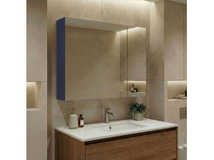 Móvel de casa de banho com espelho «Bari 80» - 75 x 16 x 66 cm - Azul-marinho mate 2