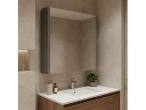 Móvel de casa de banho com espelho «Arno 60» - 60 x 16 x 66 cm - Cinza / Antracite 2