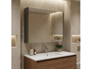 Móvel de casa de banho com espelho «Arno 80» - 79 x 16 x 66 cm - Cinza / Antracite 2