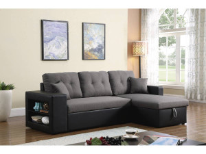Sofá de canto conversível/reversível "Axel" - 3 lugares - Preto/Cinza 2