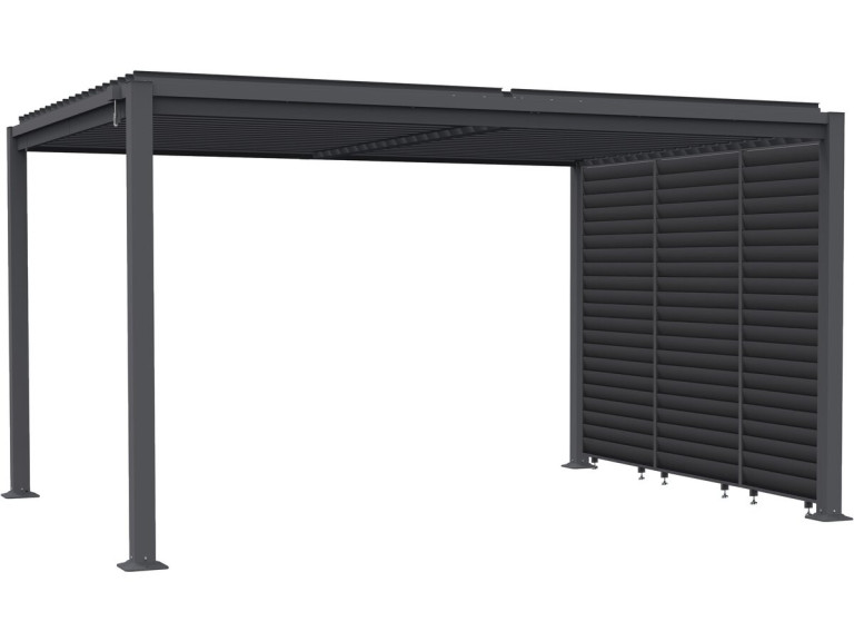 Pérgola bioclimática com 3 venezianas de aço galvanizado "Howard" - 3 x 4 m - Cinza
