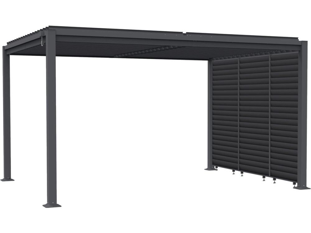 Pérgola bioclimática com 3 venezianas de aço galvanizado "Howard" - 3 x 4 m - Cinza