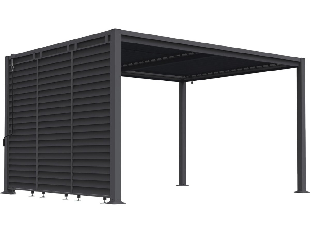 Pérgola bioclimática com 3 venezianas de aço galvanizado "Howard" - 3 x 4 m - Cinza