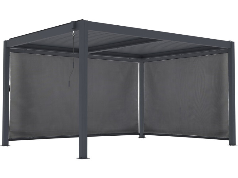 Pérgula bioclimática "Windsor premium" com led e 2 estores de alumínio - 3 x 4 m - Cinzento