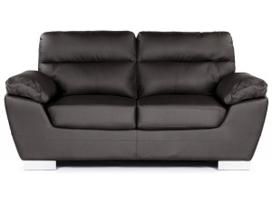 Sofá fixo em couro colado e PVC "Dallas" - 169 x 88 x 90 cm - 2 lugares - Chocolate 2