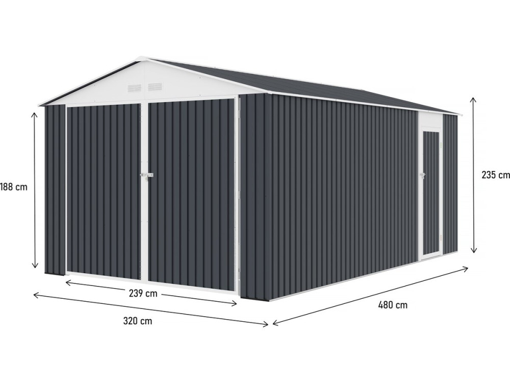 Garagem metálica "Houston" 15,36 m² - Antracite
