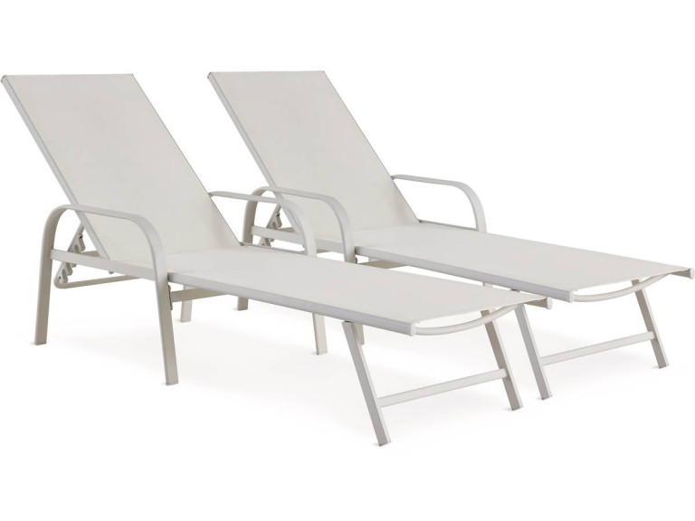 Conjunto de 2 espreguiçadeiras metálicas "Farniente" - Branco
