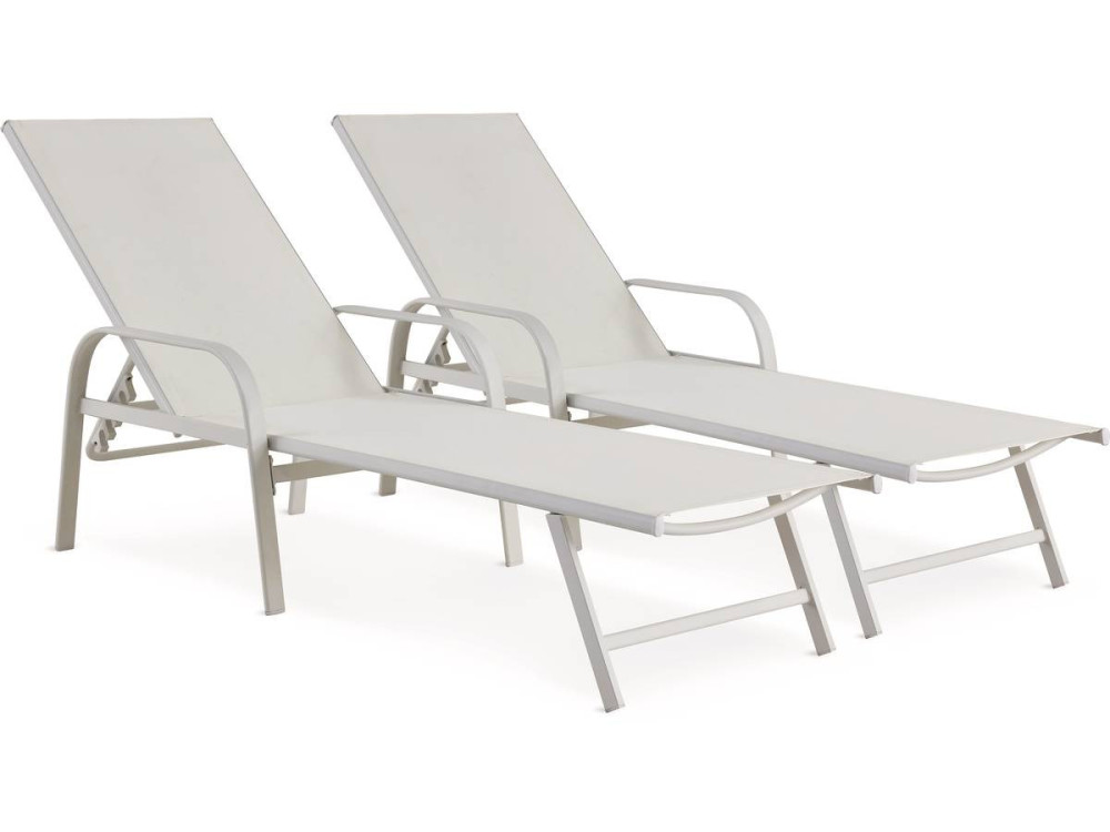 Conjunto de 2 espreguiçadeiras metálicas "Farniente" - Branco