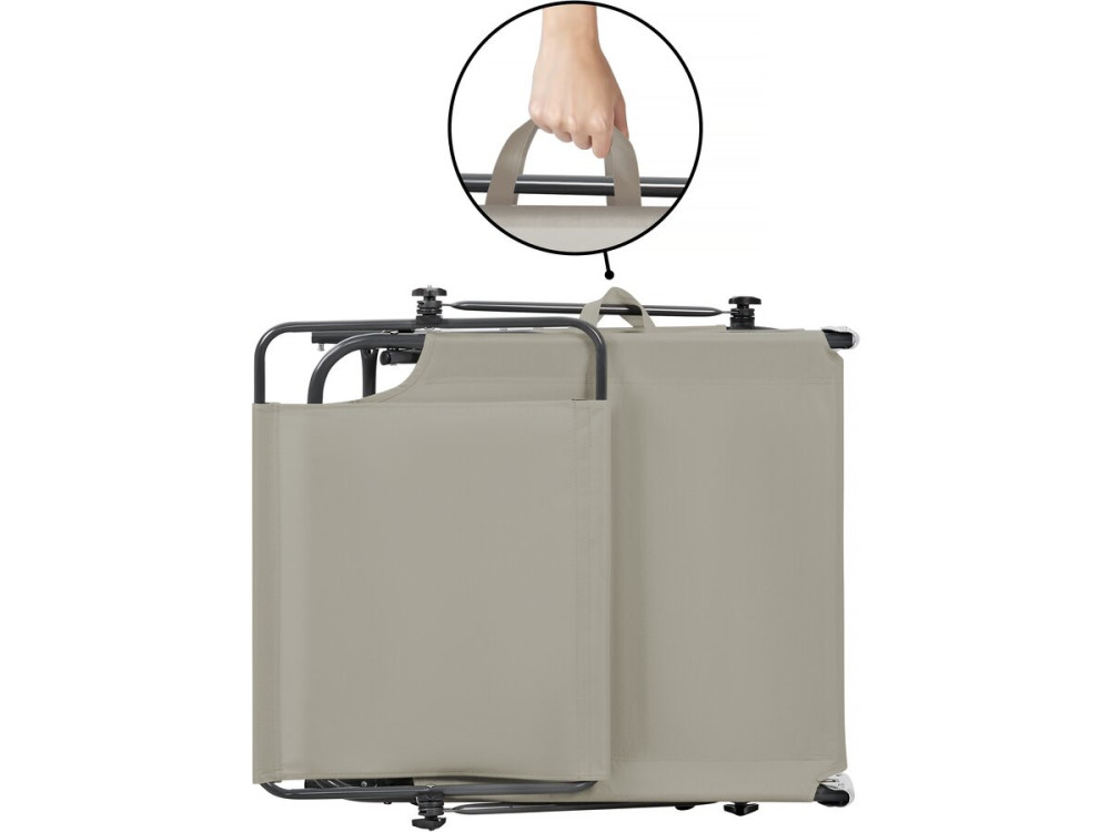 Conjunto de 2 espreguiçadeiras dobráveis "Lazy" - Com guarda-sol - Taupe