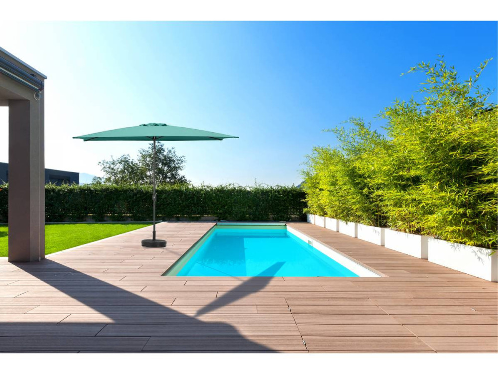 Guarda-sol de jardim "Sol 2" - Retângulo - 2 x 3 m - Verde + Lajes ponderadas incluídas
