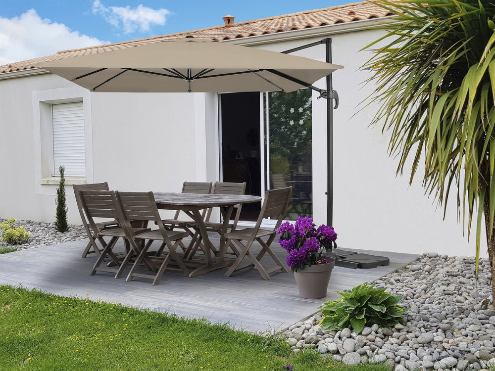 Guarda-sol de jardim de alumínio deportado Sky 4" - 3 x 4 m - Taupe