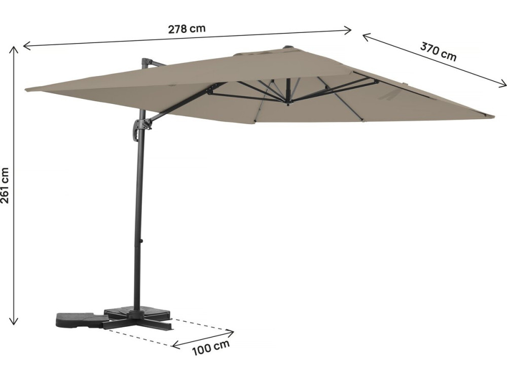 Guarda-sol de jardim de alumínio deportado Sky 4" - 3 x 4 m - Taupe