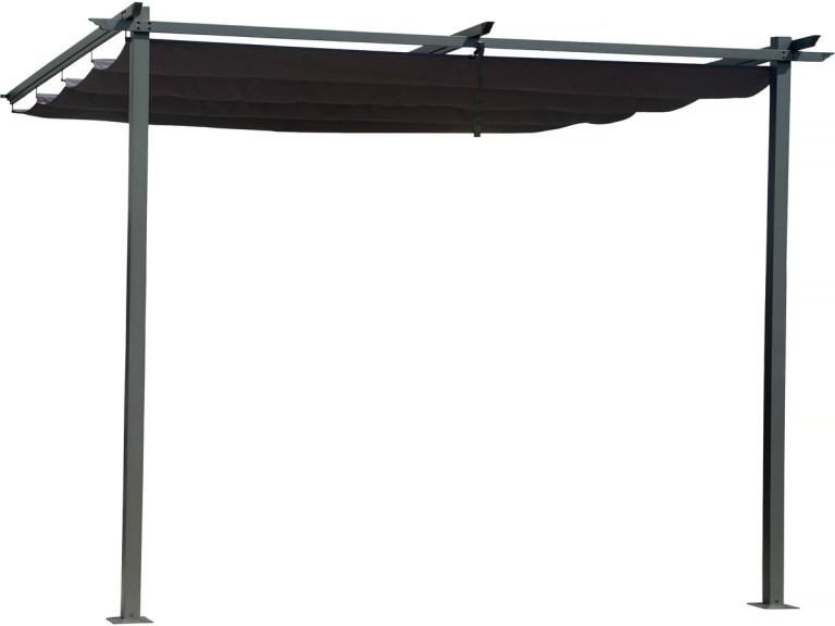 Pérgula inclinada com teto retrátil - 3 x 3 m - Cinza antracite