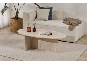 Mesa de centro em madeira "Orba" - 120 x 65 x 40 cm - Travertino 2