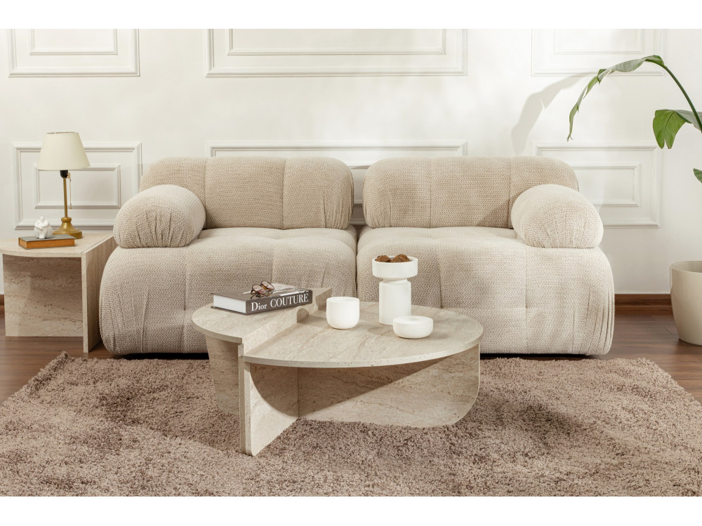 Mesa de centro em madeira "Orion" - 90 x 60 x 30 cm - Travertino