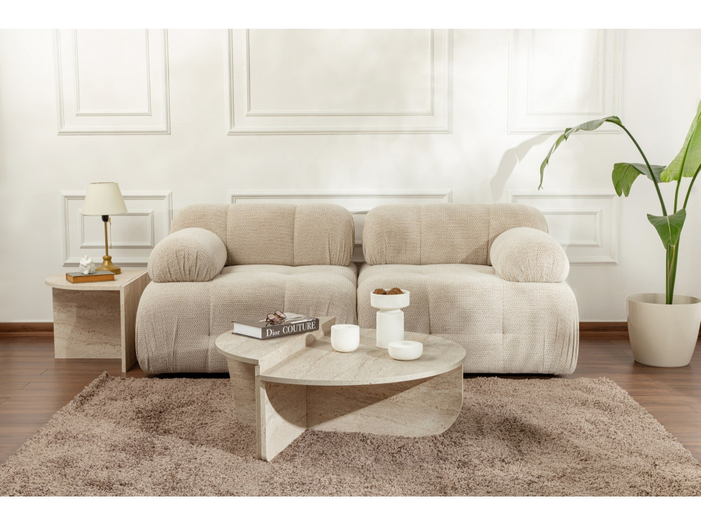 Mesa de centro em madeira "Orion" - 90 x 60 x 30 cm - Travertino