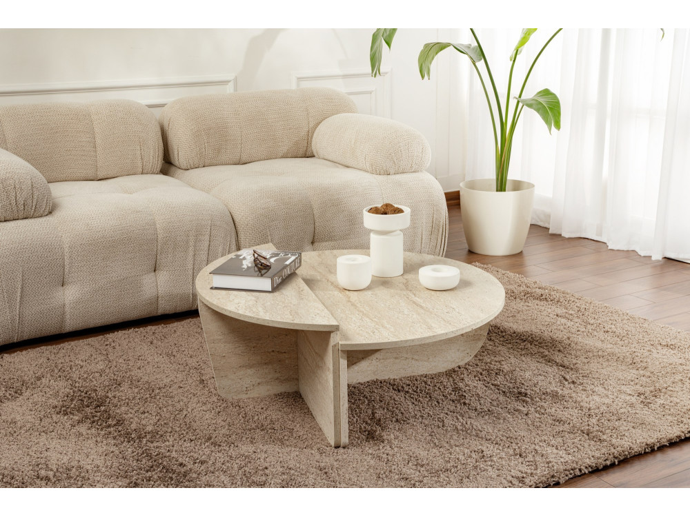 Mesa de centro em madeira "Orion" - 90 x 60 x 30 cm - Travertino