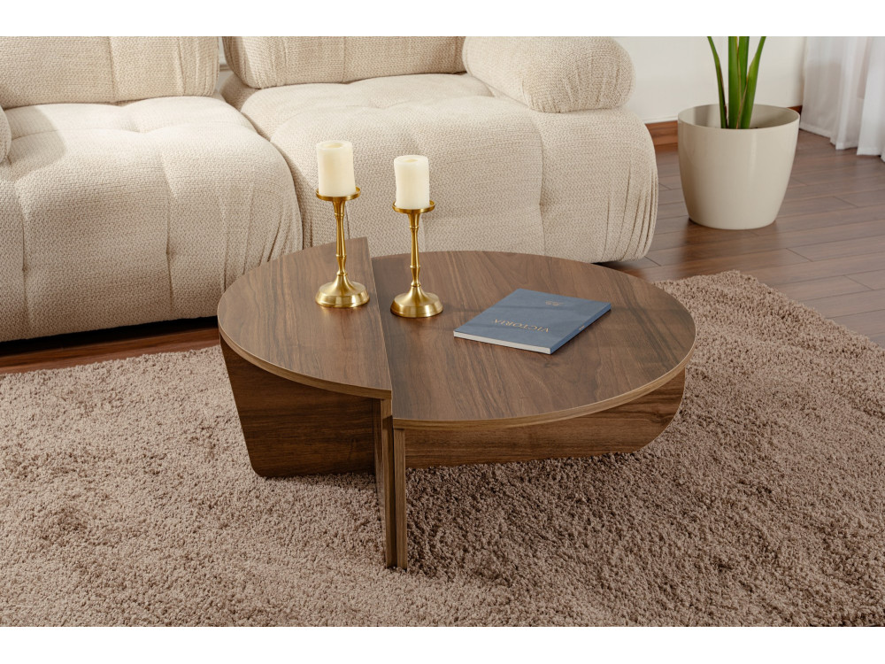 Mesa de centro em madeira "Orion" - 90 x 60 x 30 cm - Nogueira
