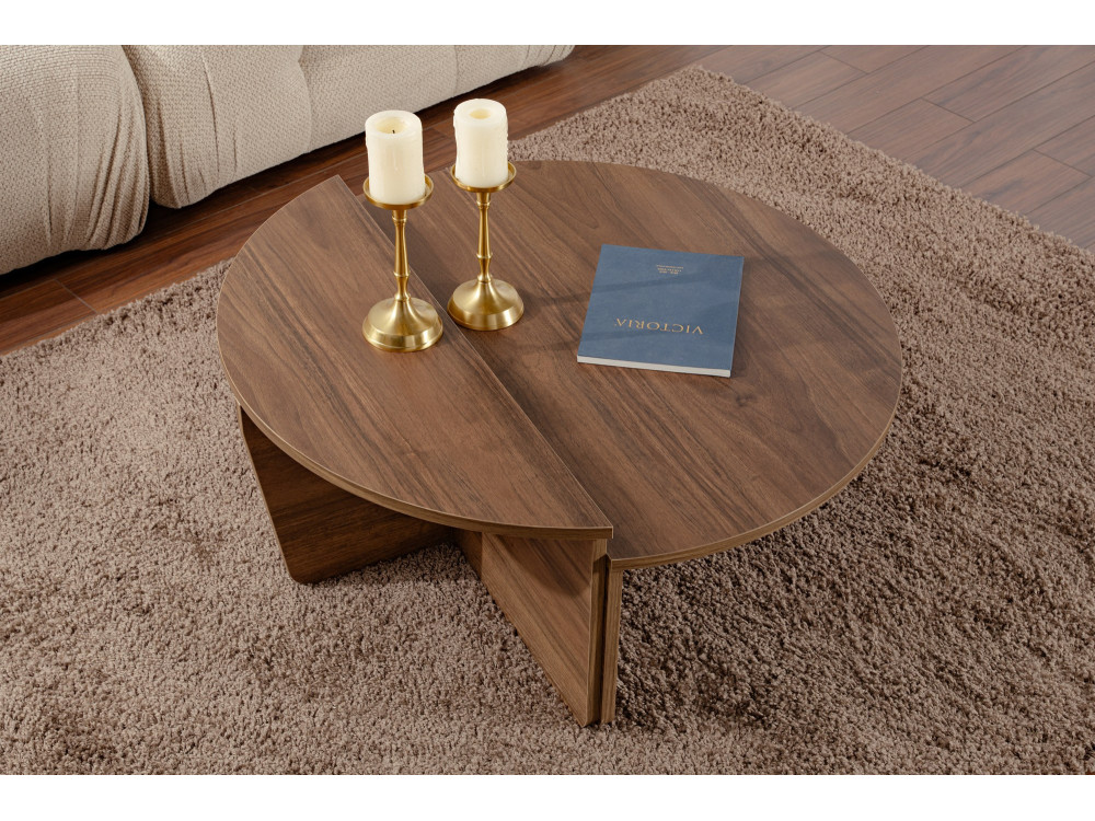 Mesa de centro em madeira "Orion" - 90 x 60 x 30 cm - Nogueira