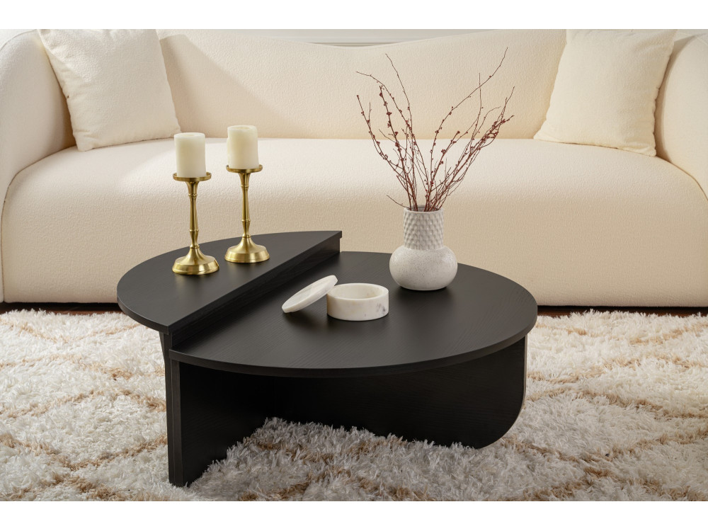 Mesa de centro de madeira "Orion" - 90 x 60 x 30 cm - Madeira preta