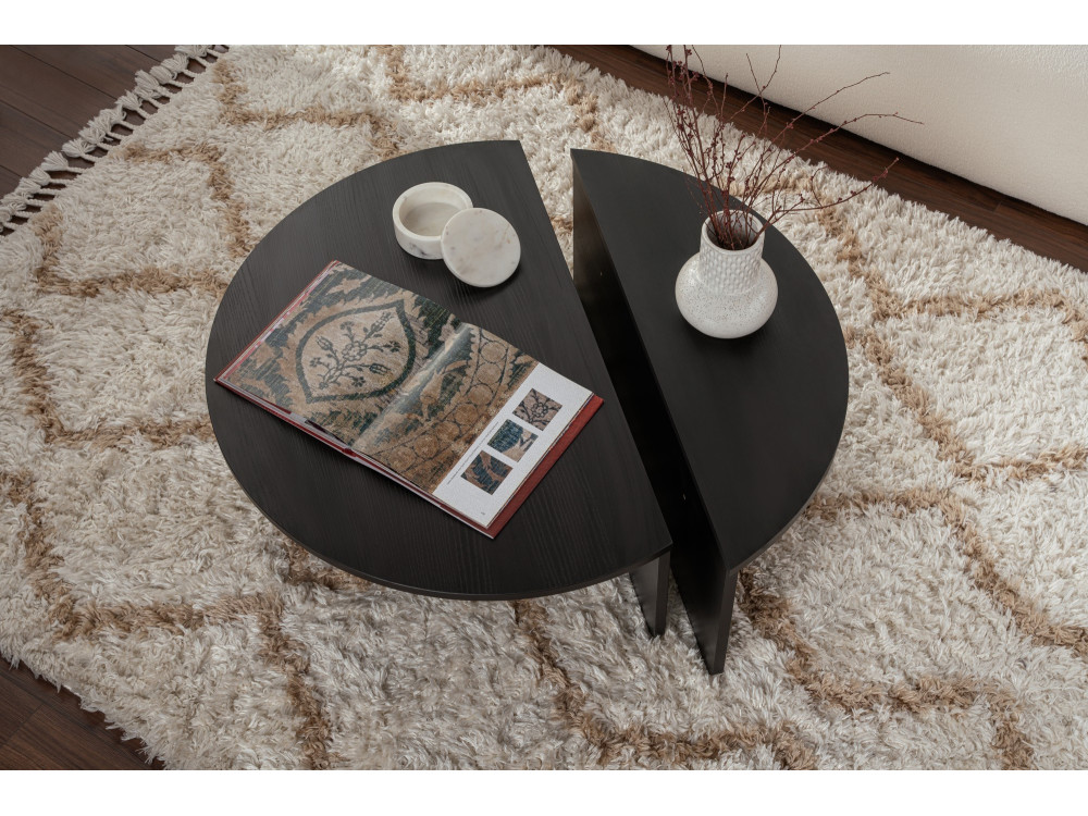 Mesa de centro de madeira "Orion" - 90 x 60 x 30 cm - Madeira preta