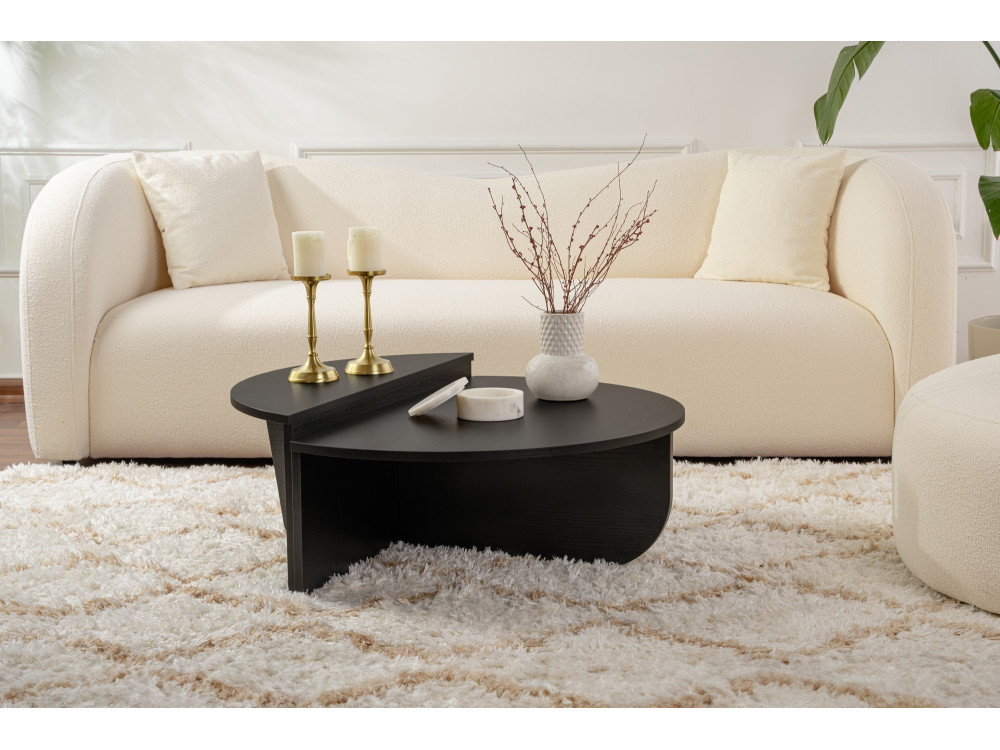 Mesa de centro de madeira "Orion" - 90 x 60 x 30 cm - Madeira preta