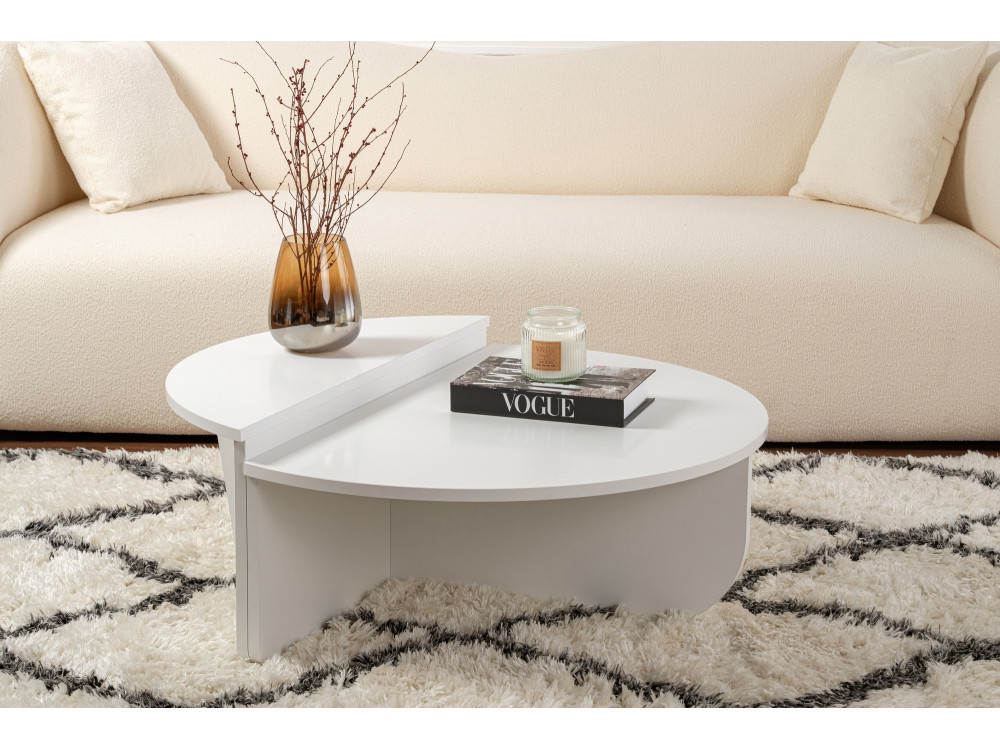 Mesa de centro em madeira "Orion" - 90 x 60 x 30 cm - Branco
