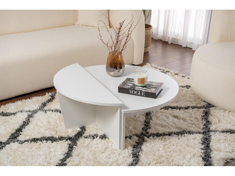 Mesa de centro em madeira "Orion" - 90 x 60 x 30 cm - Branco