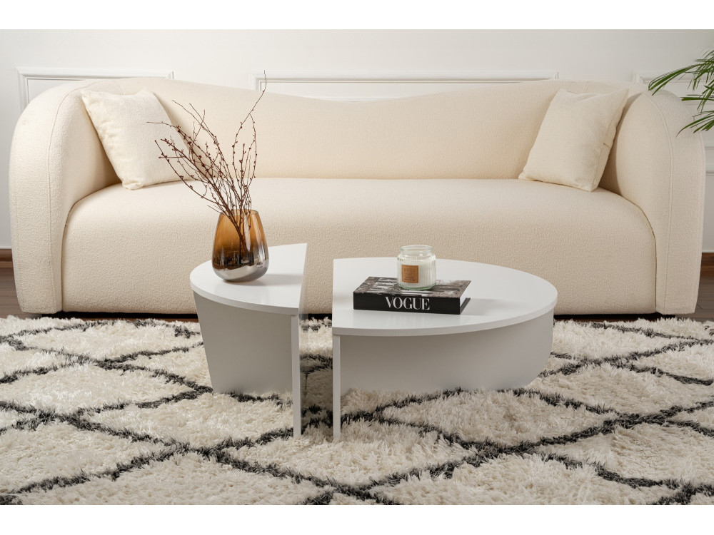 Mesa de centro em madeira "Orion" - 90 x 60 x 30 cm - Branco