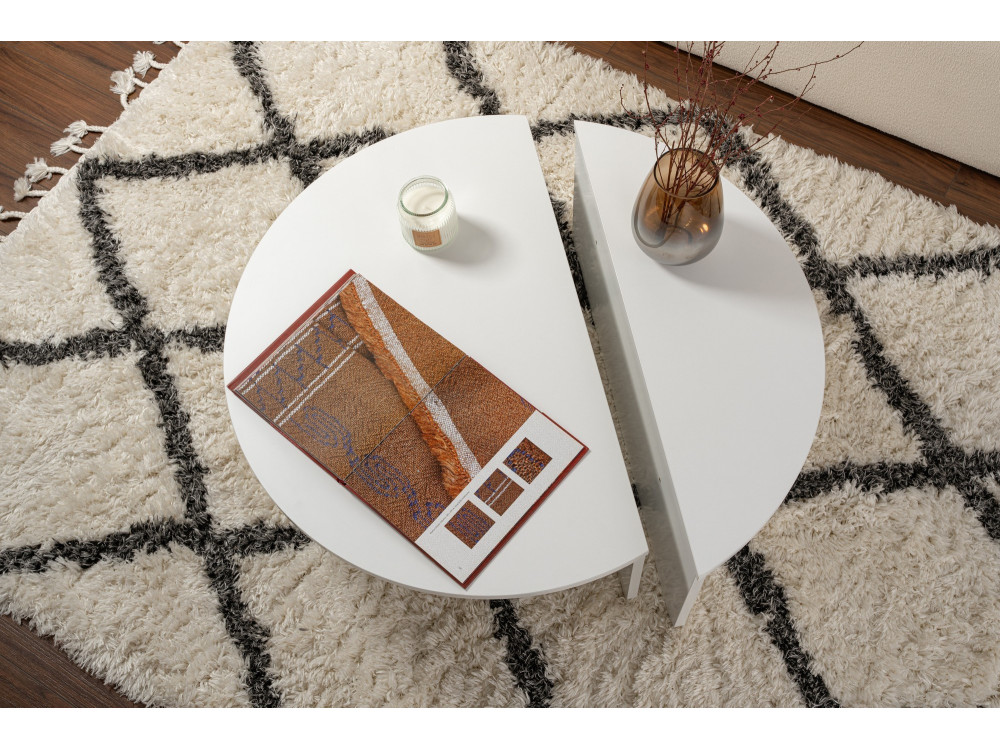 Mesa de centro em madeira "Orion" - 90 x 60 x 30 cm - Branco