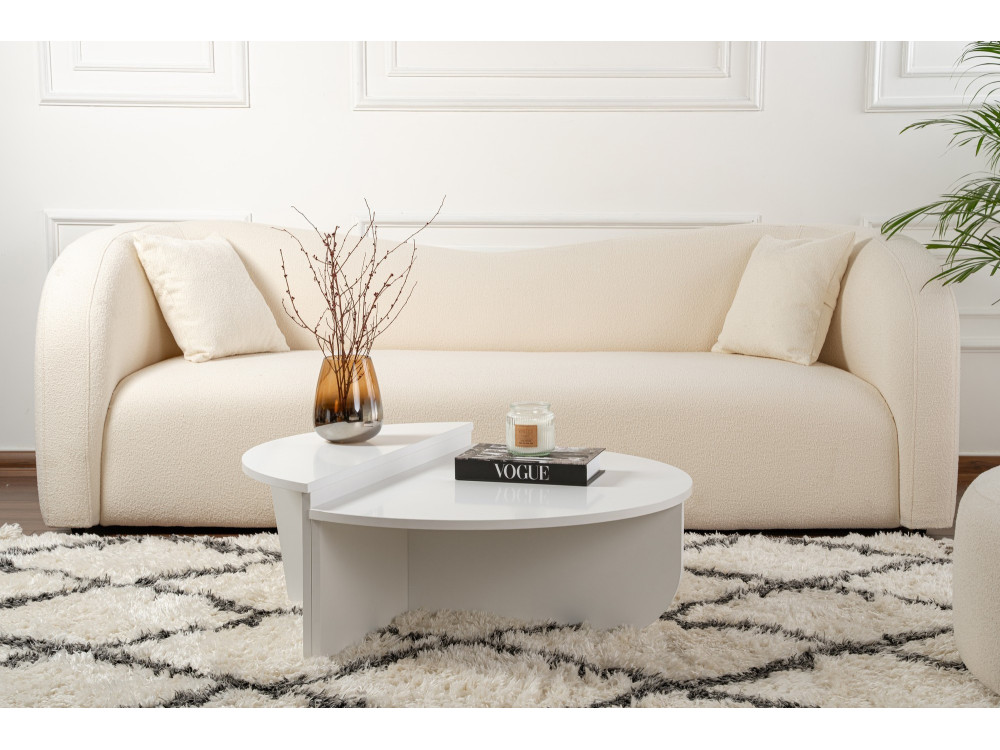 Mesa de centro em madeira "Orion" - 90 x 60 x 30 cm - Branco