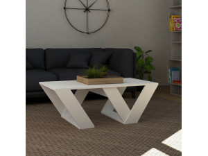 Mesa de centro de madeira "Pipra" - 110 x 60 x 40 cm - Branco 2