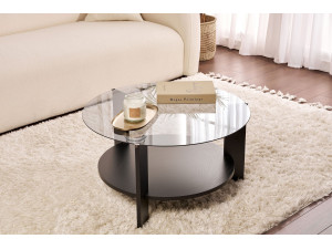 Mesa de centro em madeira "Clara" - 75 x 75 x 40 cm - madeira NoirFumée 2