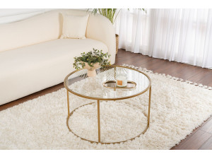 Mesa de centro metálica "Aurum" - 80 x 80 x 43 cm - Ouro transparente 2