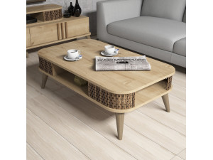 Mesa de centro em madeira "Eylul" - 105 x 60 x 34 cm - Castanho 2