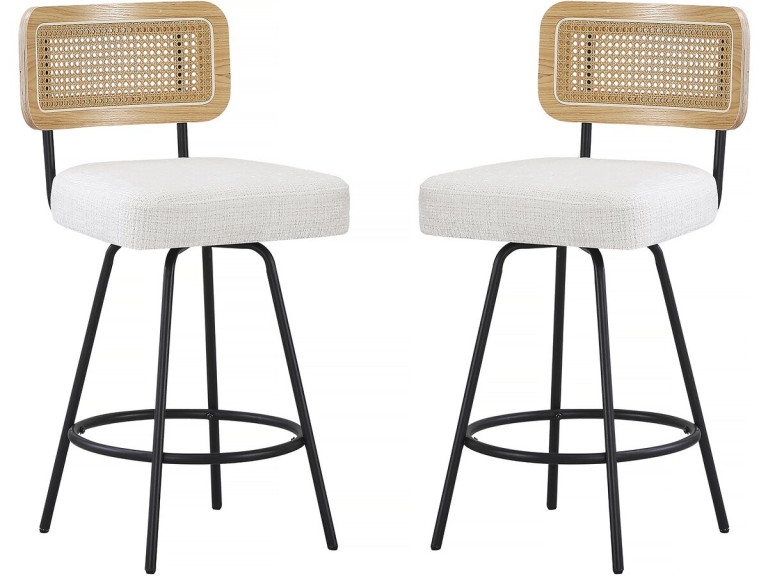 Conjunto de 2 cadeiras altas em tecido "Wilfried" - 51 x 44 x 95 cm - Bege
