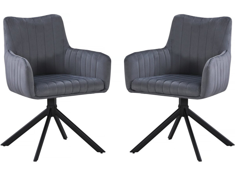 Conjunto de 2 cadeiras em tecido "Pharell" - 60 x 61 x 91 cm - Cinza