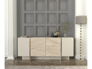 Aparador de madeira "Veyron" - 180 x 46 x 75 cm - Travertino, Arenito 2