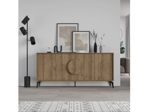 Aparador de madeira "Gora Wide" - 180 x 36 x 82 cm - Castanho 2